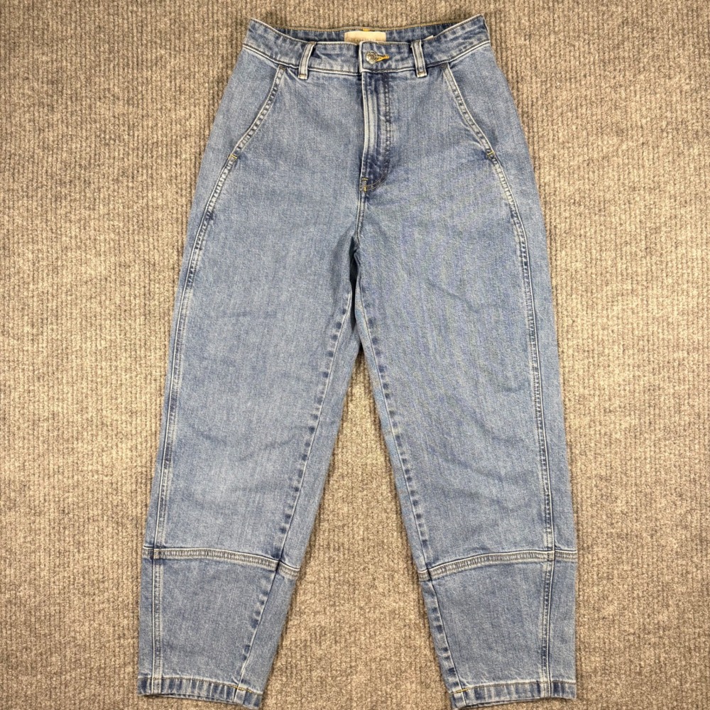 Everlane The Utility Barrel Jean 26R Medium Blue High Rise Curved Leg Denim - Picture 2 of 11